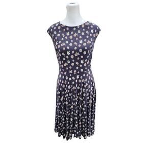 LOFT Floral Dress Women's Size Small Jersey Knit‎ Summer Open Back Tie Stretch